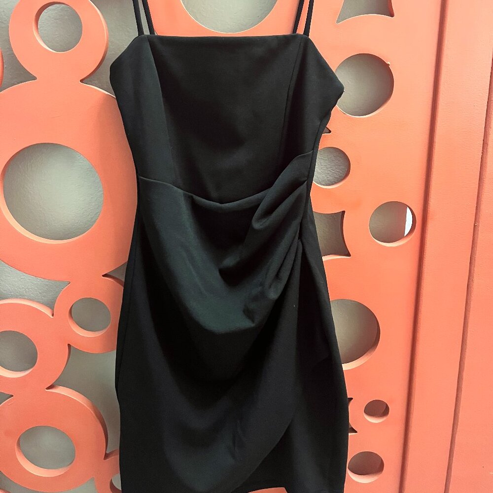 Elegant Black Windsor Draped Mini Dress